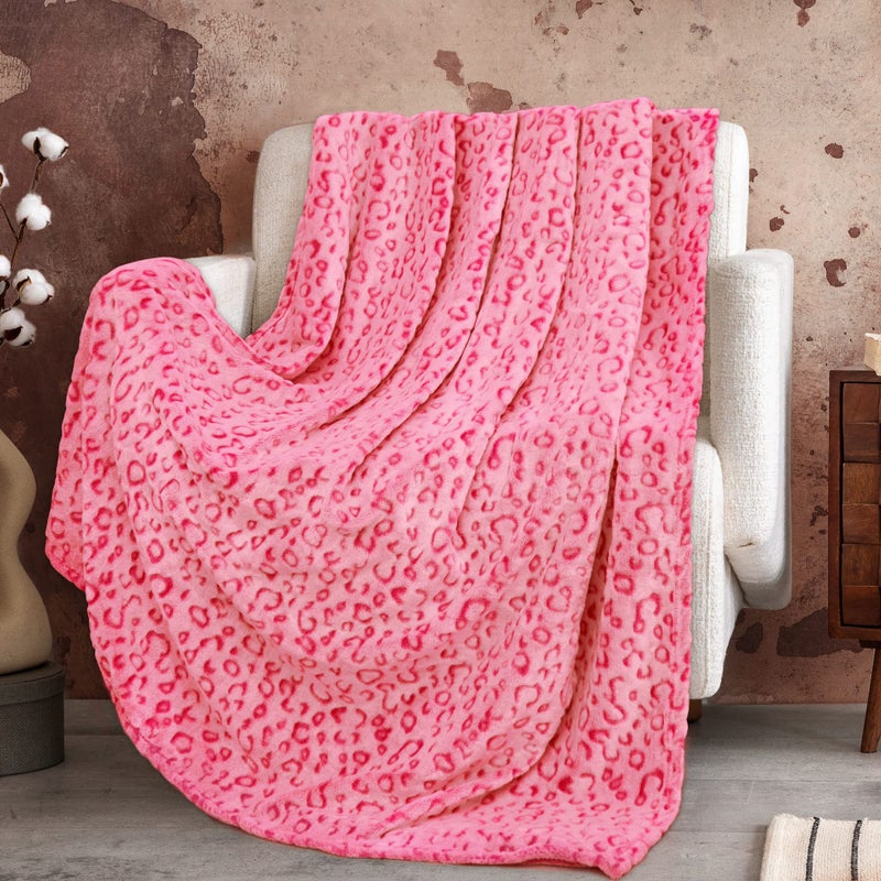 ZHIKU Pink Blanket for Women - Cheetah Print Blanket Pink Gifts for Women Mother Girls Soft Warm Leopard Print Throw Blanket for Birthday Gifts 50""x60"" - Image 1